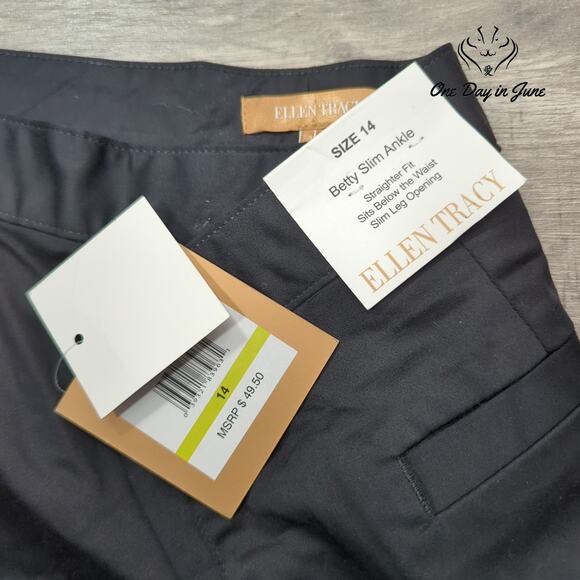 Ellen Tracy Betty Slim Ankle Pants Size 14 - Picture 2 of 6